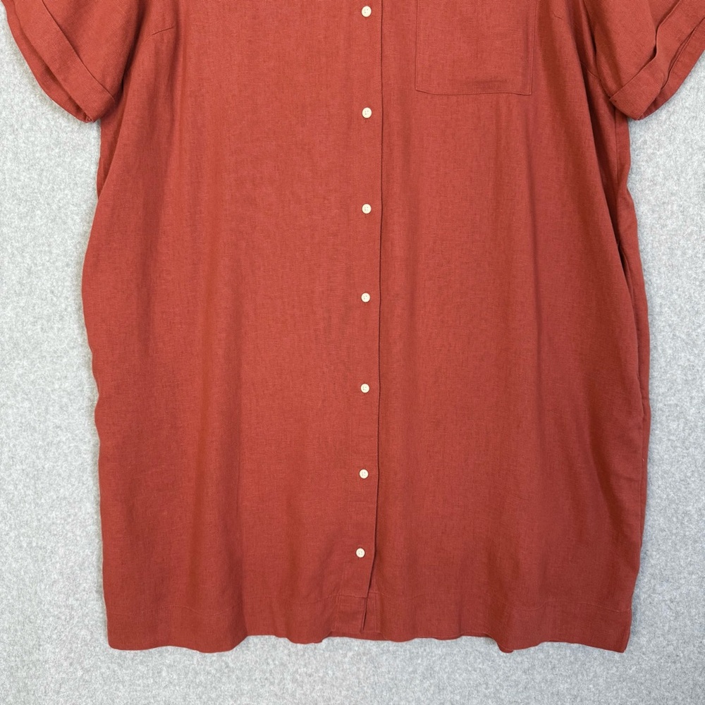 Old Navy Shirt Dress XL Tall Orange Linen Blend Button Up Beachy Boho READ - Picture 5 of 16